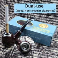 dual use resin pipe bent smoking pipe wooden tobacco cigarette pipe filter with holder cigarette accessories smoke tube men gift