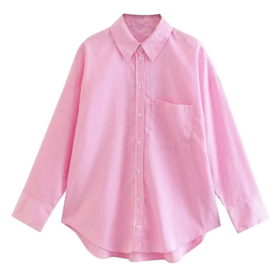 

Maxdutti Fashion Striped Boyfriend Loose Shirt Tops Autumn Blouse Women