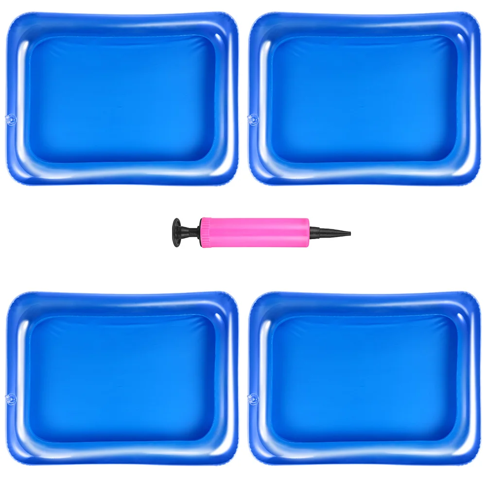 

1 Set of Inflatable Serving Bars Ice Tray Food Drink Containers for Picnic Pool Party with Pump