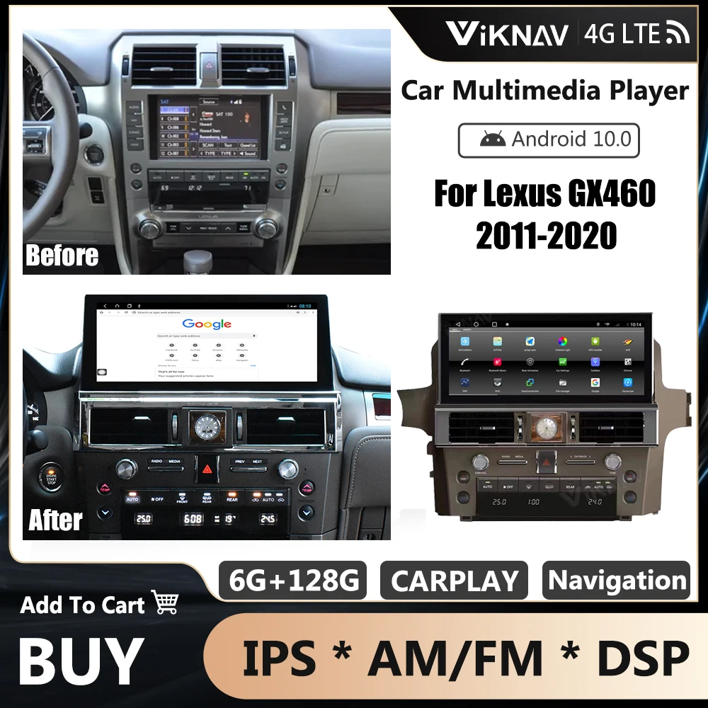 

Автомагнитола 12,3 дюйма, Android 10, для LEXUS GX460 2011-2020, GPS-навигация, Автомагнитола для Carplay, мультимедийный плеер, головное устройство 2 Din