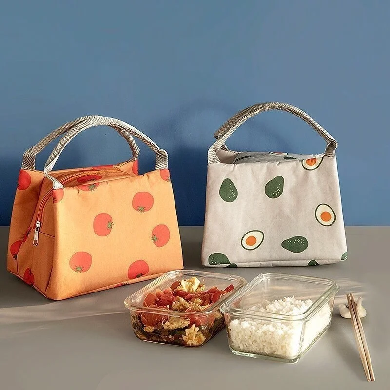 

Solid Color Fruit Foods Container Bag Women Lunch Bag Thermal Insulated Cooler Bags Kids Lunch Tote Lunch Travel Accessories