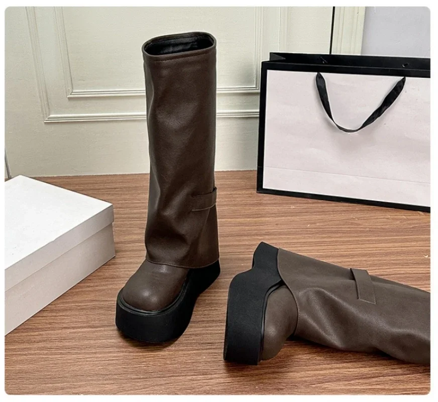Осенне-зимние сапоги до бедра женские брюки 2024 высококачественная повседневная