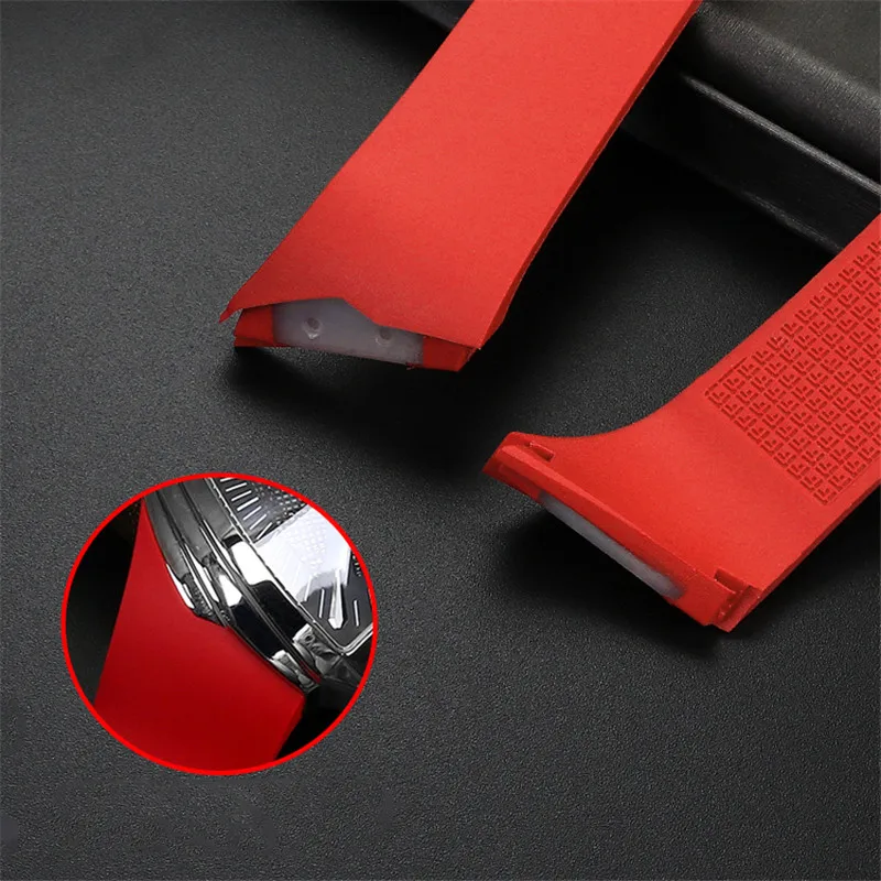 25mm Rubber Strap for Hamilton Ventura H24655331 H24615331 Stainless Steel Buckle Men Quality Silicone Replace Watch Band Belt