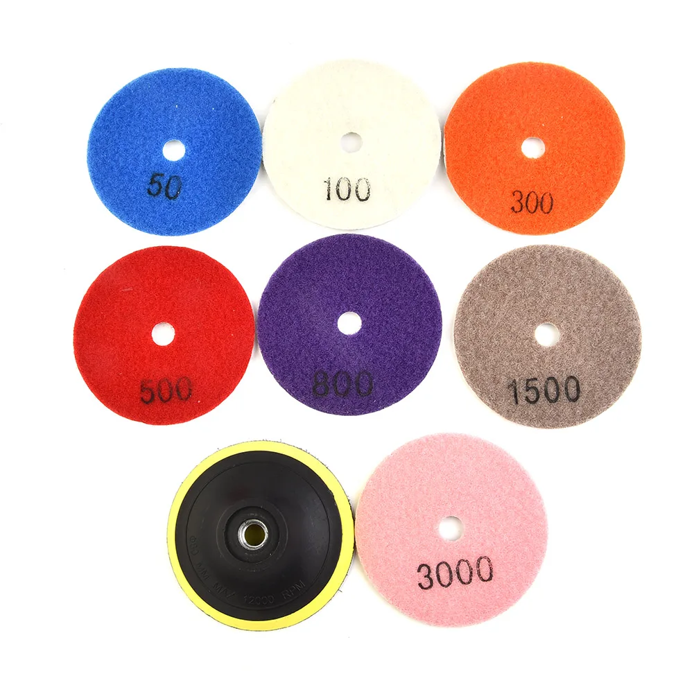

8 PCS Diamond Polishing Pads 3 Inch Wet/Dry 8 Piece Set Granite Stone Concrete Marble Polishing Pads For Granite Marble Concrete