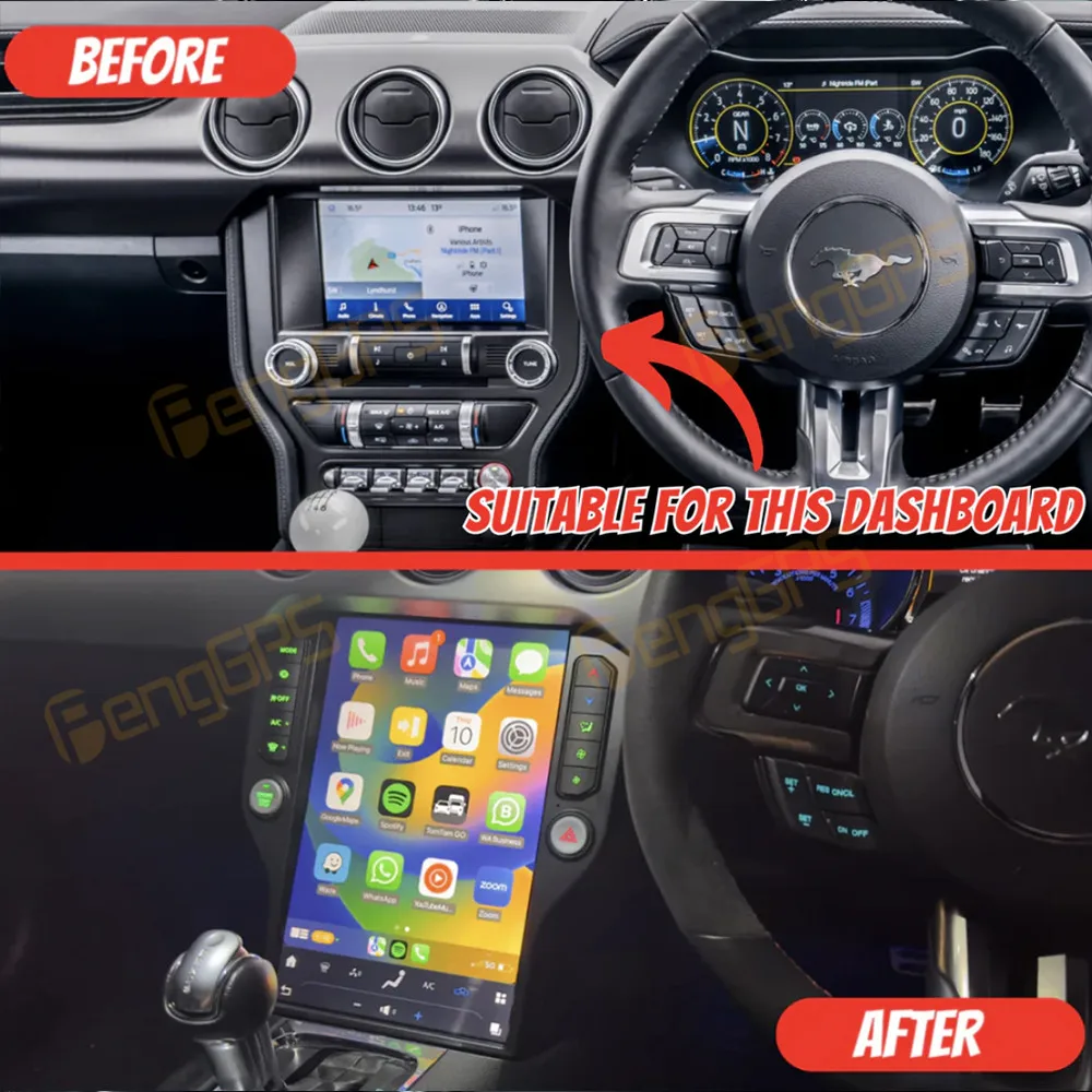 Автомобильный радиоприемник 14 5 дюйма 8 ГБ + 128 для Ford Mustang 2015-2023 Восьмиядерный Qualcomm