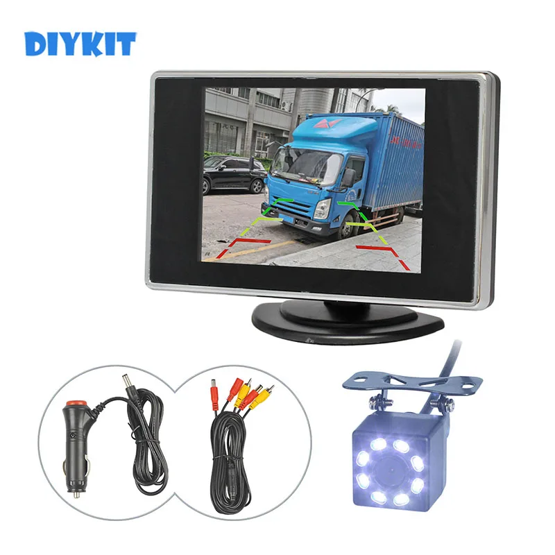 

DIYKIT Wire 3.5inch TFT LCD Backup HD Car Monitor Rear View Car LED Camera Kit Reversing Auto Parking Assistance System