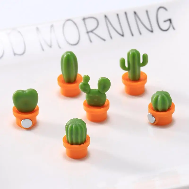 

4PCS/Set Cactus Fridge Magnet Refrigerator Magnetic Sticker 3D Cute Succulent Plant Message Board Reminder Home Decoration