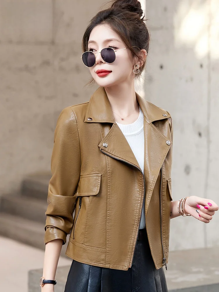 Пальто из искусственной кожи верхняя одежда женская новинка 2024 популярная