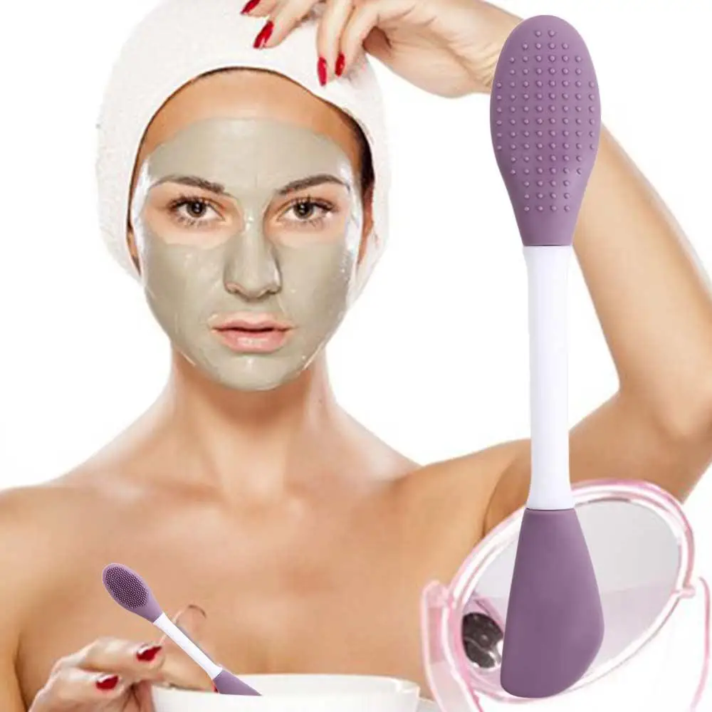 

Exfoliator Scrub Home Salon Facial Double Head Brush Beauty Makeup Brush Deep Cleaning Tools Silicone Face Mask Brush