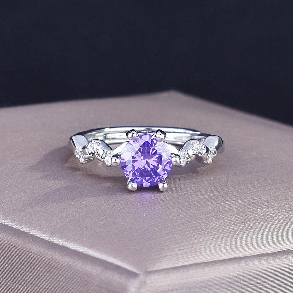 

Copper Shiny Moissanite Ring Adjustable Opening Finger Ring For Women Friend Teen Girls Engagement Wedding Party Jewelry Gifts