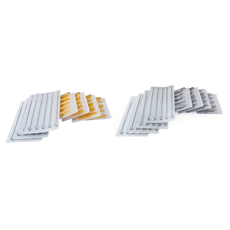 

Набор игл для татуировок из нержавеющей стали, набор из 20 одноразовых тату-игл желтого и серого цвета, 40 шт.