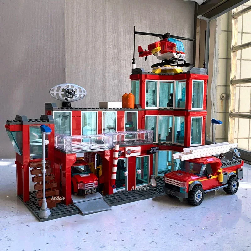 Вид на улицу пожарная служба строительные блоки городская машина гусеничная