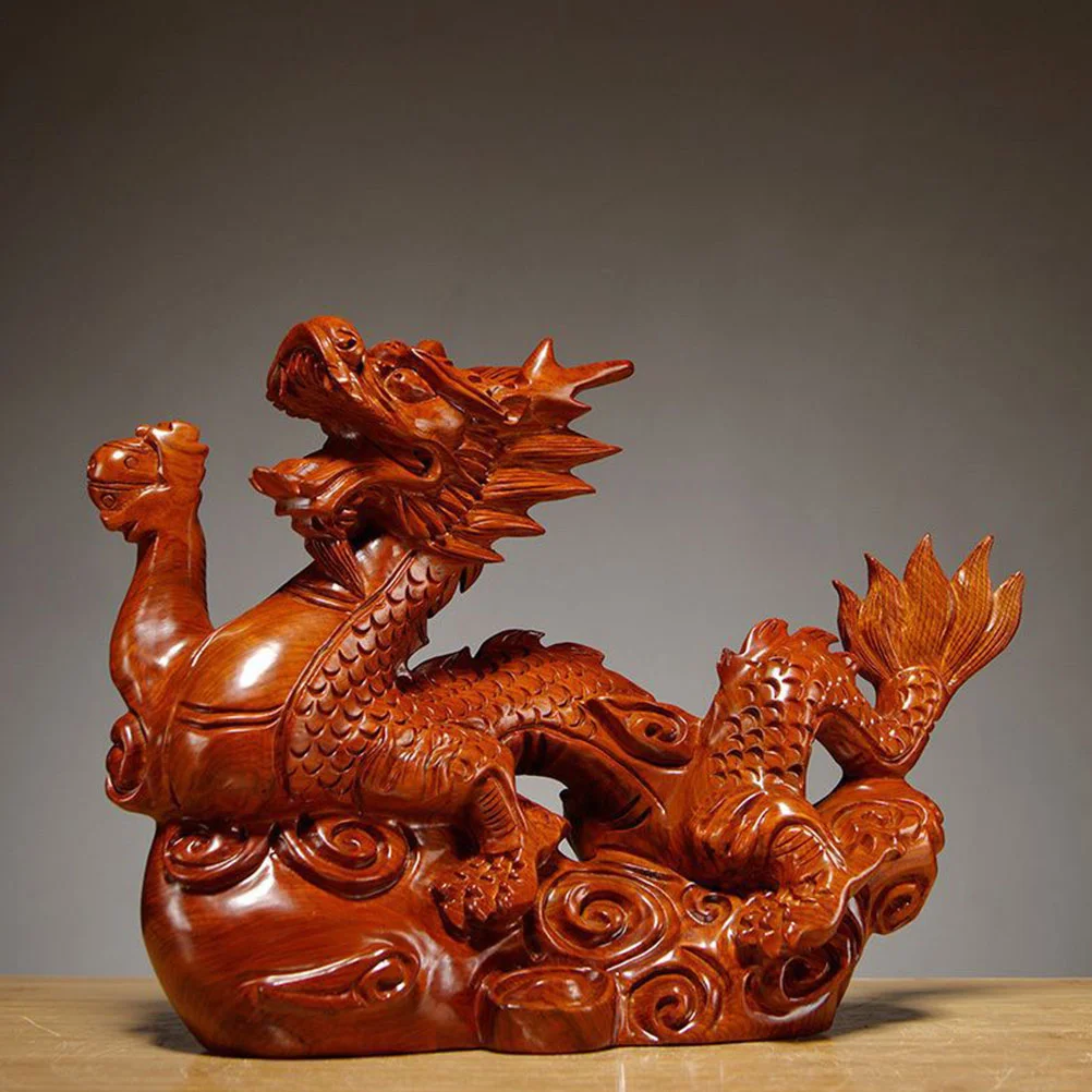 

Desktop Wooden Dragon Statue Home Desktop Decoration Chic Table Dragon Figurine