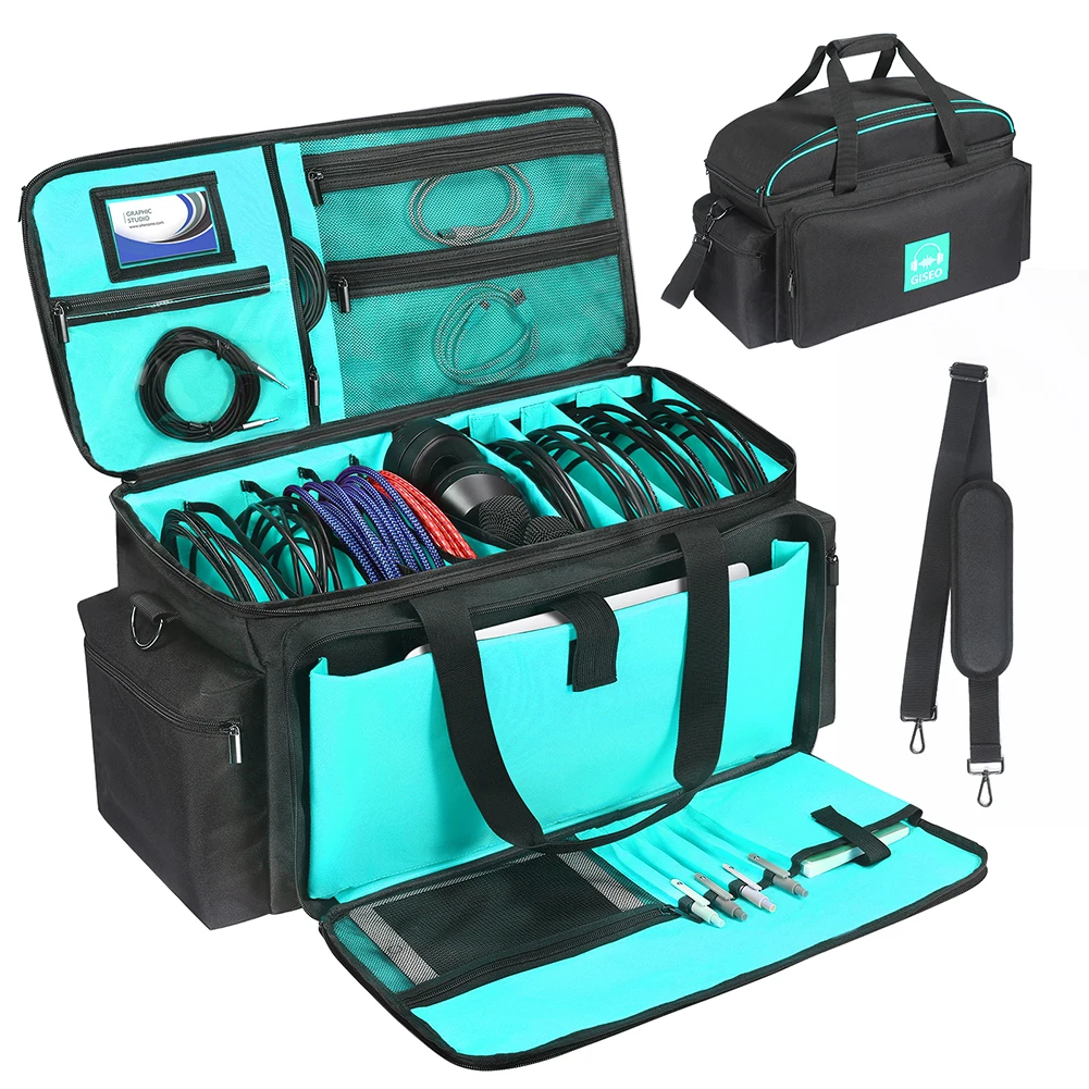 

Портативная сумка для хранения кабеля, Регулируемый разделитель, сумка для хранения проводов для ди-Джея, кабеля, зарядного устройства, нау...