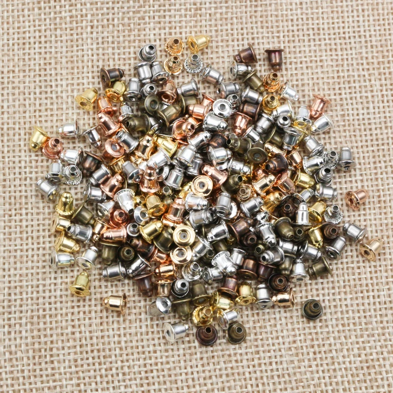 

200pcs High Quality bullet Earring Backs Classic 8 Colors Plated Metal Earring Back Plug Earring Settings Base Ear Studs Back