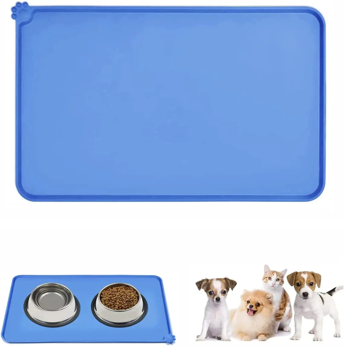 

Emwel Dog Food Mat, Silicone Dog Bowl Mat, Non-Slip Cat And Dog Feeding Mat, Waterproof Dog Placemat L (47*30)