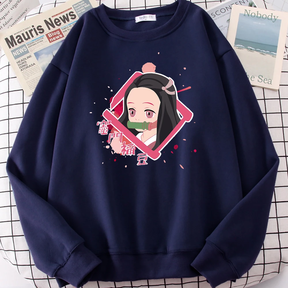 

Anime Demon Slayer Kamado Nezuko Sportswear Women Fashion Crewneck Sweatshirts Autumn Loose Pullovers Casual Fleece Woman Tops