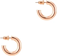 rose gold color c shape hoop earrings for women classic fashion lightweight round smooth earrings set for girls