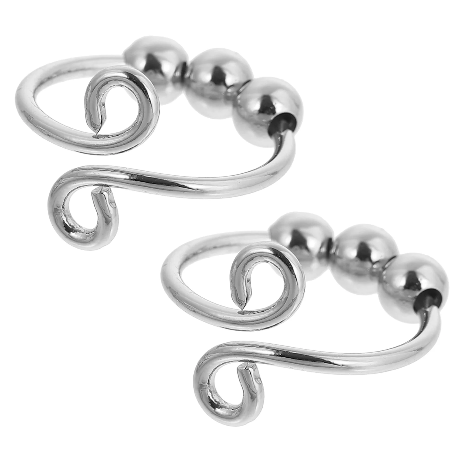 

2Pcs Adjustable Beads Rings Decorative Finger Rings Toys Gifts Silver