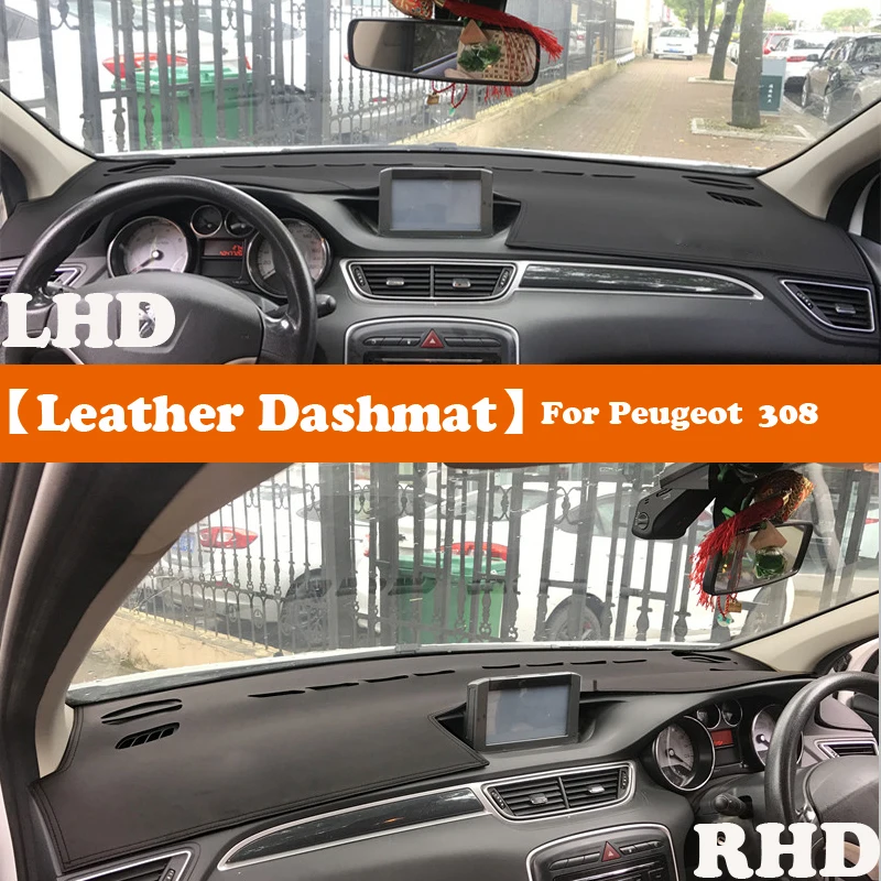 

Leather Dashmat Accessories Car-Styling Dashboard Covers Pad Dash Mat Sunshade Carpet For Peugeot 308 T7 2008-2013 2009 2010