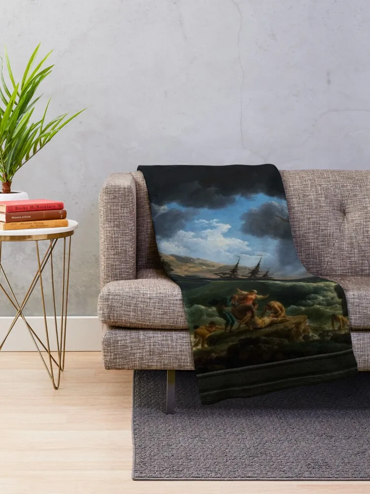 Корабль в берегу моря (поседневный день) Клода Джозеф Vernet Плед Одеяло
