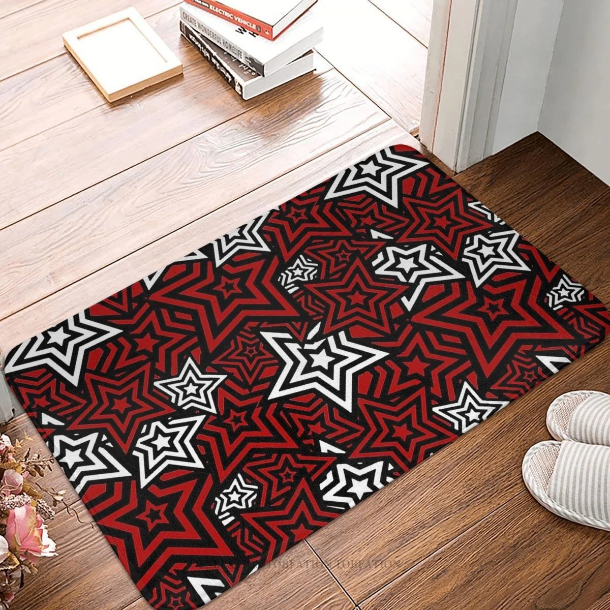 

Skeleton Skull Bone Anti-Slip Doormat Bath Mat Persona 5 Royal Phantom Thief Star Pattern Balcony Carpet Entrance Door Rug Home