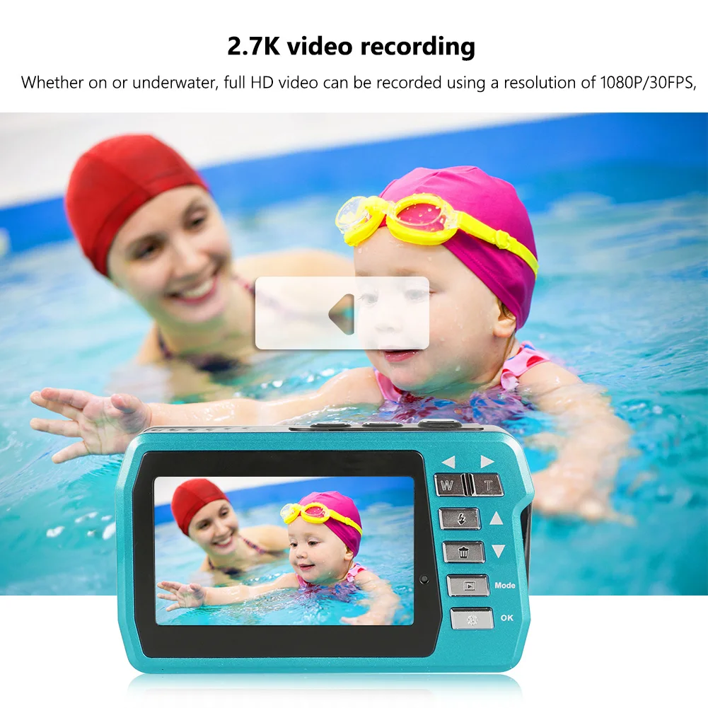 

4K 30FPS Waterproof Camera 1080P Underwater Cameras IPS Dual Screen Anti Shake Face Detection for Swimming Parent-child Play