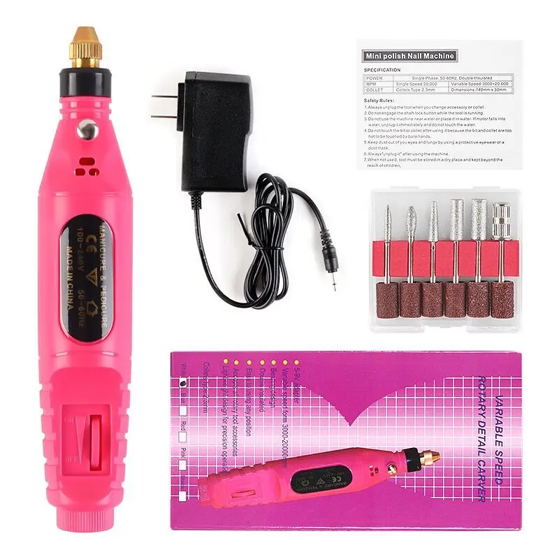 Портативный маникюрный набор фрез точилка для ногтей мини-дрель электрическая
