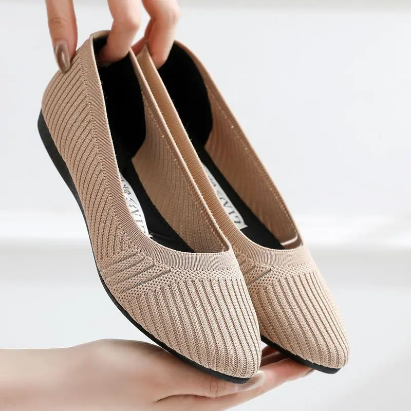 

Summer Pointed Toe Mesh Shoes for Women Hollow Breathable Flats Shoes Casual Slip-On 2023 New Woman Sneakers Zapatos De Mujer