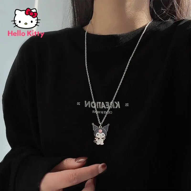 

Ювелирные аксессуары Hello Kitty Kuromi, декоративное ожерелье, подвеска в стиле ретро для девочек и подружек, цепочка для подарка паре