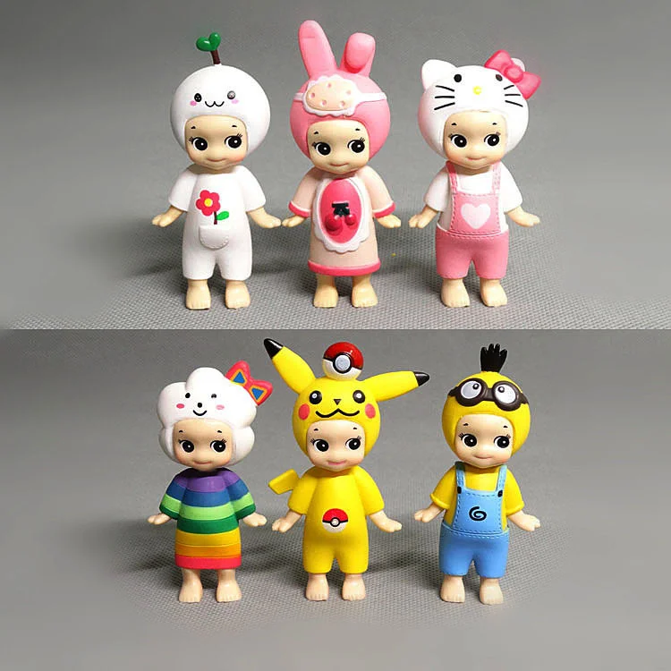 

6pcs Kewpieed Doll Cartoon Union Figures Blind Box Cute Pet Alliance PVC Figure Toys Collection Model Decoration Gift For Kid