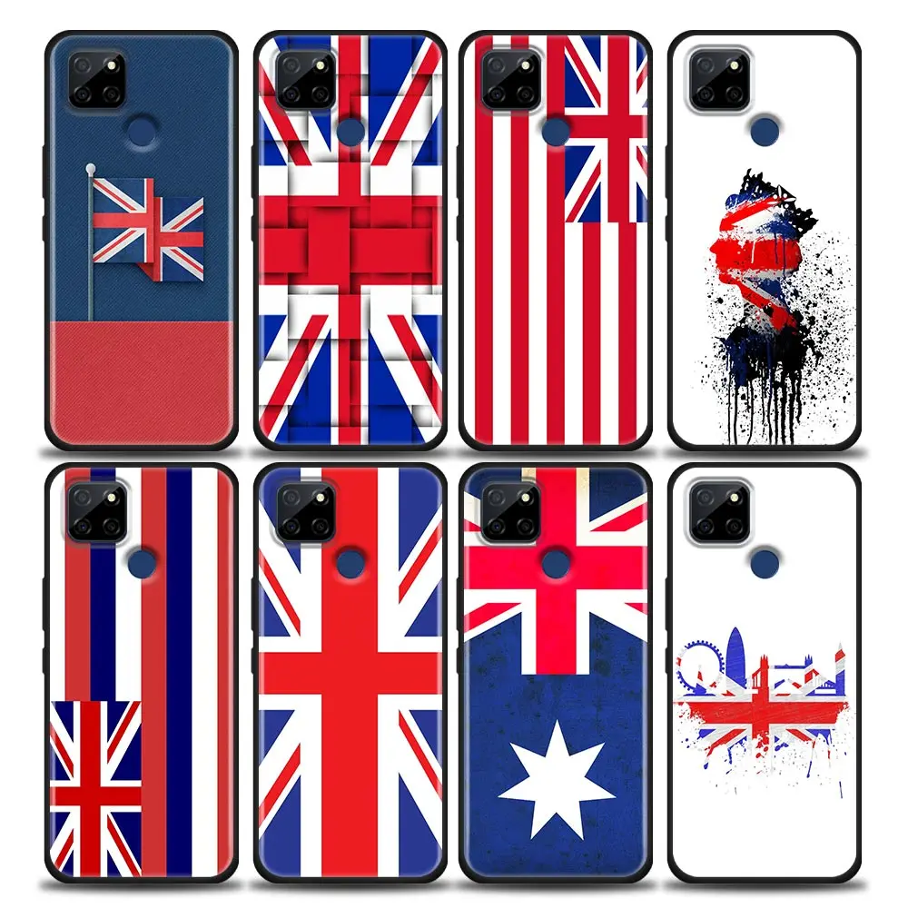 

British flag Phone Case For Oppo Realme C35 C20 C25 C21 C12 C11 C2 A53 A74 A16 A15 A9 A54 A95 A93 A31 A52 A5s Black Cover Fundas