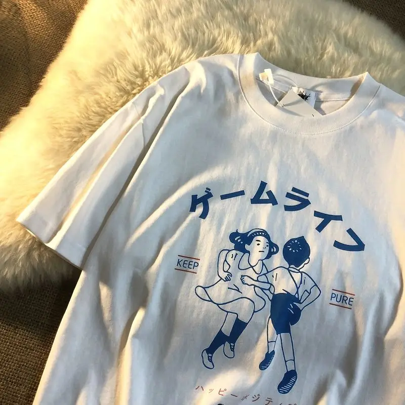 

Men's T Shirt Hip Hop Streetwear T Shirt Japanese Kanji Children Print T-Shirt Harajuku Casual Tshirt Short Sleeve Tops Tees