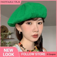 emerald green ins oversized fashionable beret women european and american retro wild sweet street cloud casquettes