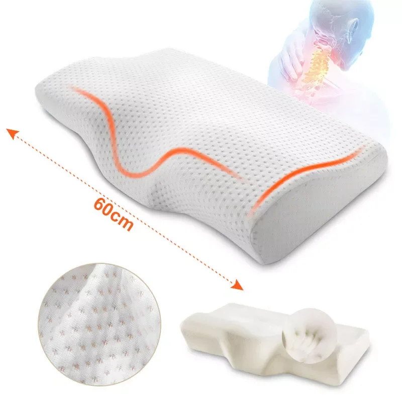 

Orthopedic Memory Foam Pillow 60x35cm Slow Rebound Soft Memory Slepping Pillows Butterfly Shaped Relax The Cervical For Adult