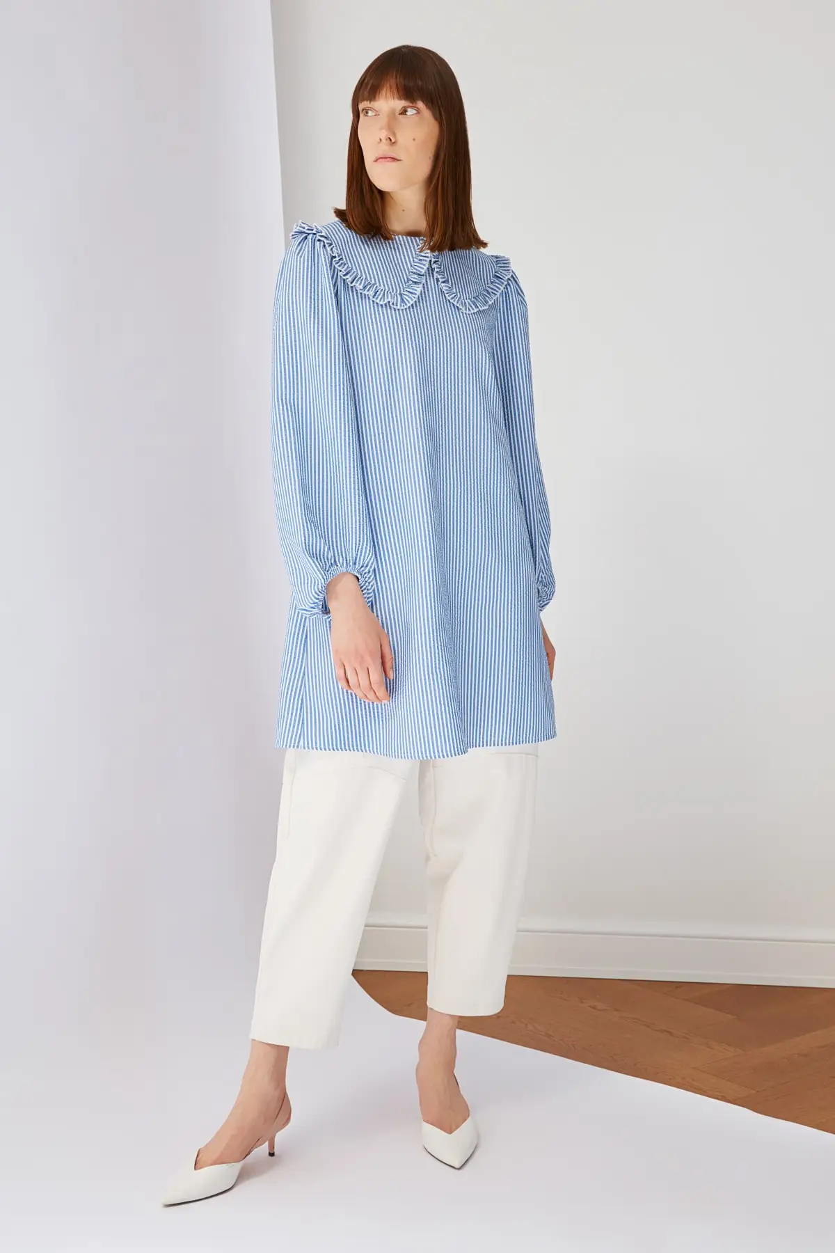 

Trendyol Yellow Striped Neckline detail Tunic Dress TCTSS21TN0104