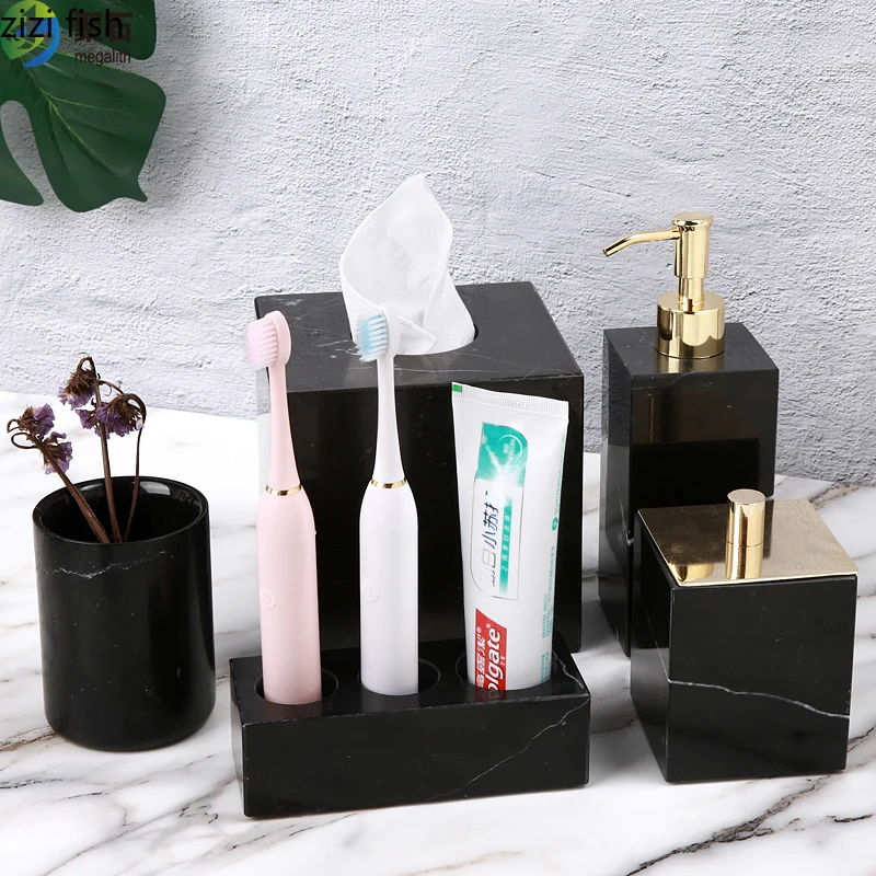 

Marble Lotion Bottle Shampoo Bottle Mouthwash Cups Household Cotton Swabs Tissue Boxes Jewelry Storage Boxes Toothbrush Holders