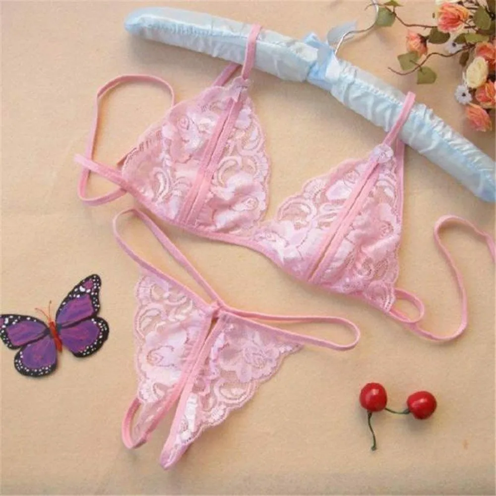 

Women’s Sexy Lingerie Lace Mini Bra G-String Underpants 2pcs Set Printed Croped Swimwear Breathable Swimsuit Erotic Nightwear