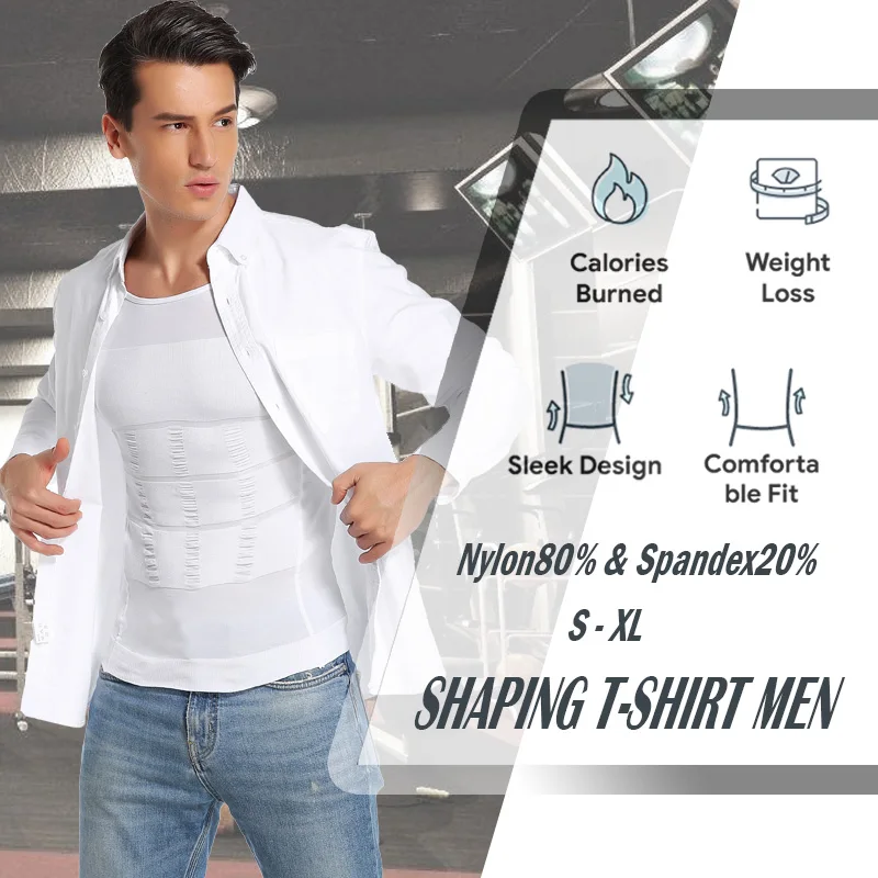 Men Slimming Body Shaper Waist Trainer Tummy Control Posture Long Sleeves Shirt Back Correction Abdomen Tank Top Shaperwear