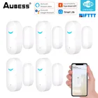 Умный детектор открываниязакрытия дверей Tuya, магнитный сенсор с Wi-Fi и окошком, работает с приложением Google Home Alexa