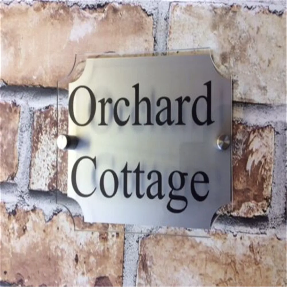

Customize MODERN HOUSE SIGN PLAQUE DOOR NUMBER HOUSE NAME GLASS AND ALUMINIUM EFFECT
