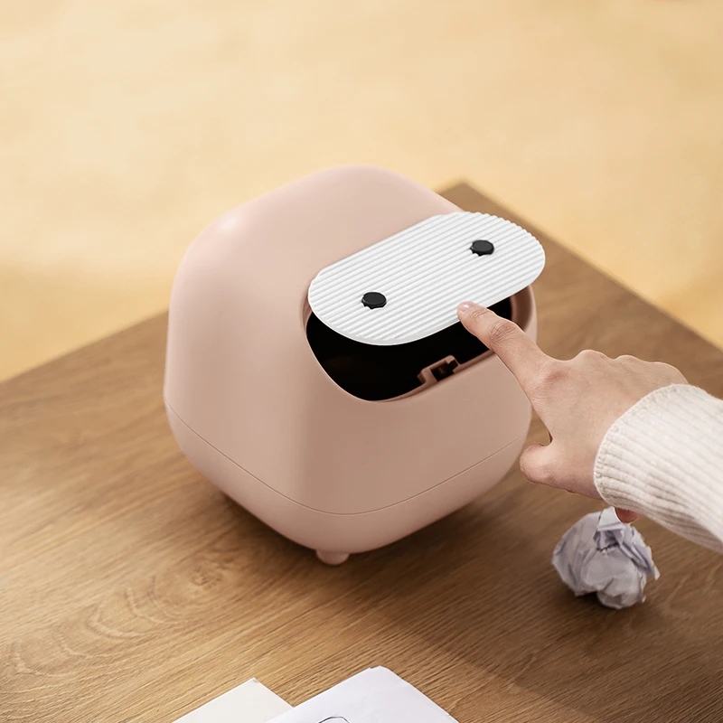 

Desktop Trash Can For Office Living Room Dressing Table Household Mini Double-Layer Plastic Push-Type Storage Cute Waste Bin