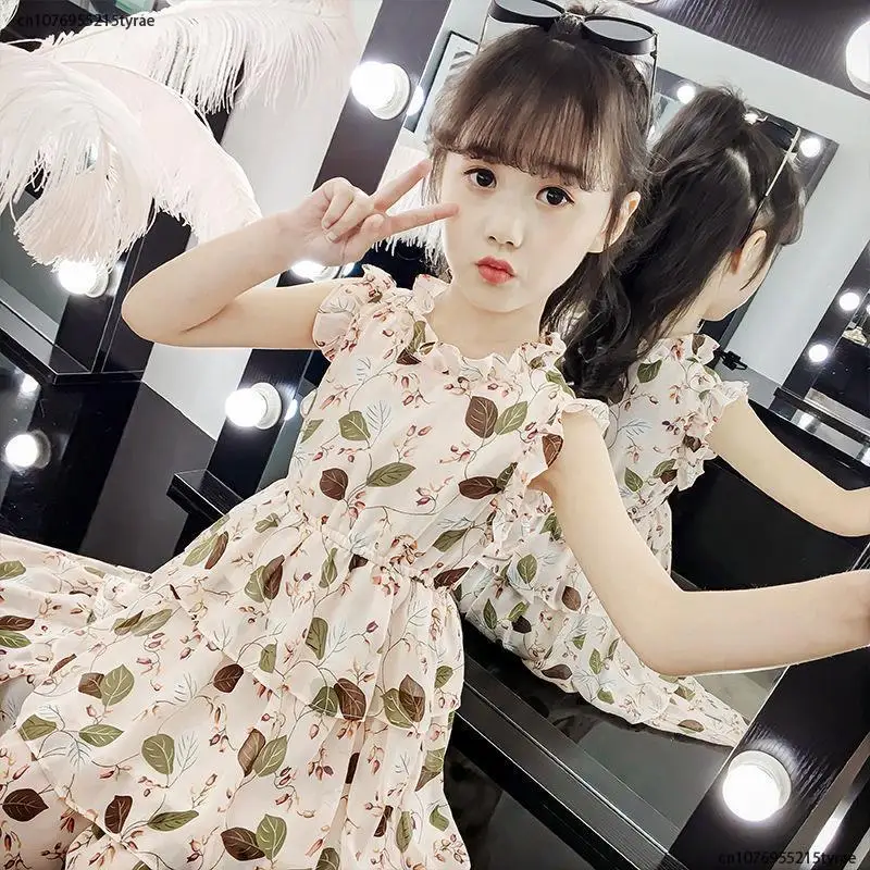 

Детское шифоновое платье без рукавов, на возраст 7-5 лет