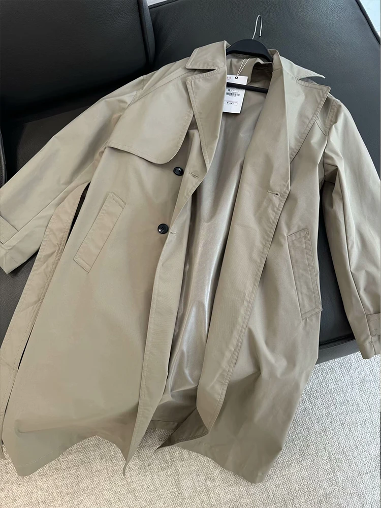 2024 осенне-зимняя новая женская мода темпераментный пояс длинный лацкан рукав