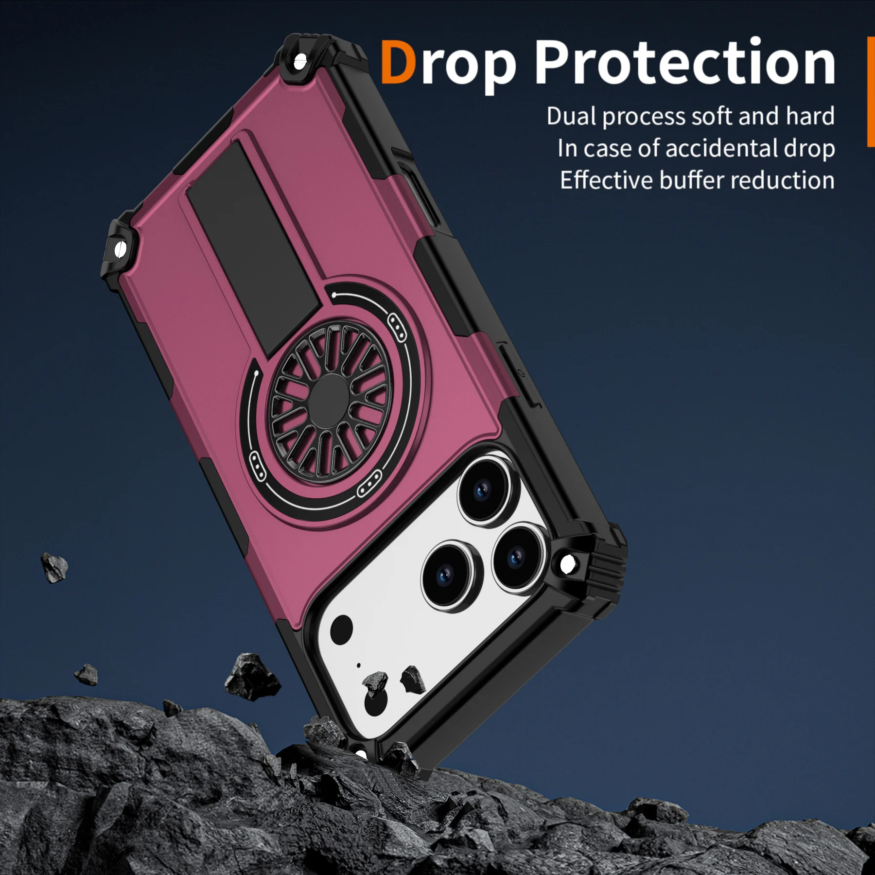 Фото Декомпрессионный чехол для iPhone 17 Air 16 16e 15 14 13 12 Pro Max Plus 11, сверхпрочный магнитный чехол-накладка со скрытой подставкой №5