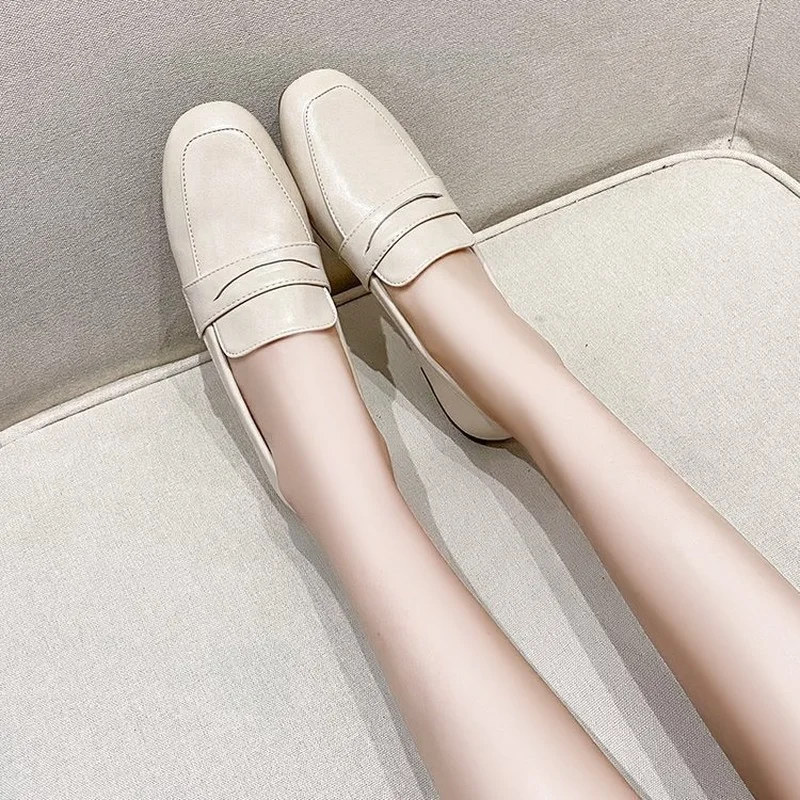 High Quality Soft Leather Fashion Loafers Shoes Flats Small Leather Shoes Comfortable All-match Casual Shoes Korean Ladies Shoes