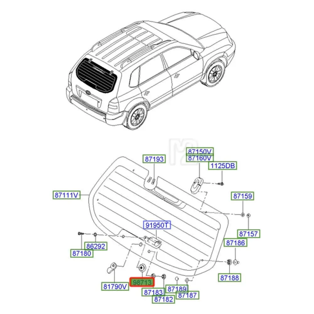Grommet-Rr Wiper For 04-09 Hyundai Tucson Kia Sportage 987132E000 98713-2E000