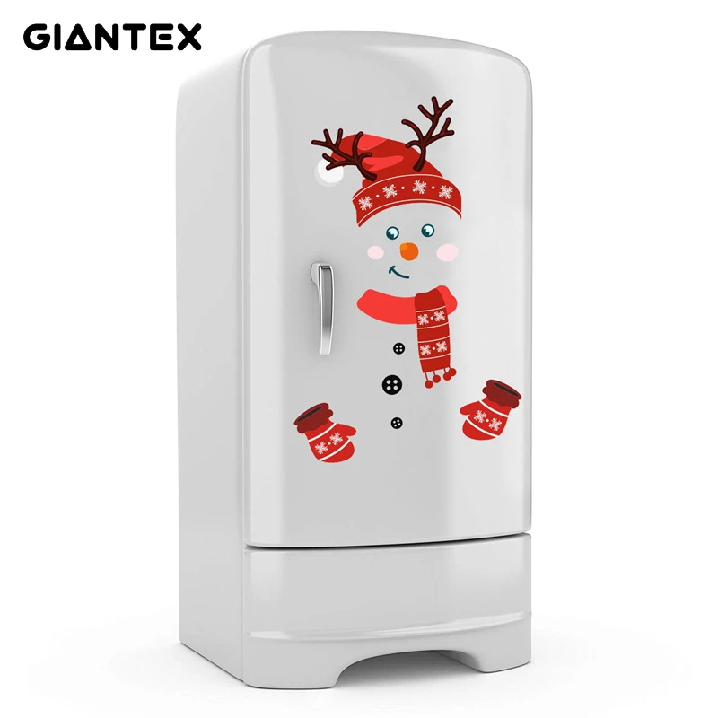 

Рождественские наклейки, Детские Мультяшные наклейки на холодильник со снеговиком, ПВХ, на окно, стикеры Настенные граффити, самоклеющиеся,...