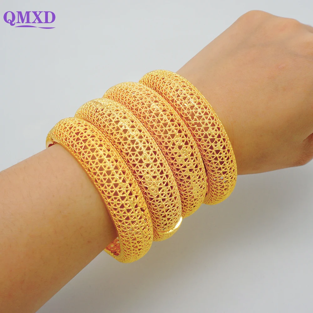 

France Female Gold Color Bangle & Bracelet Ethiopian Hawaiian Jewelry African Cuff Charm Bracelets Wedding Bangles Party Gifts