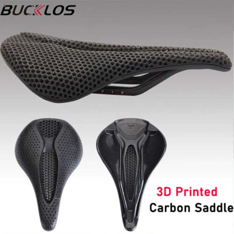 

BUCKLOS Carbon Saddle 3D Printing MTB Raod Bicycle Seat Ultralight Cushion Shock-absorbing Breathable Racing Bike Saddle Hollow
